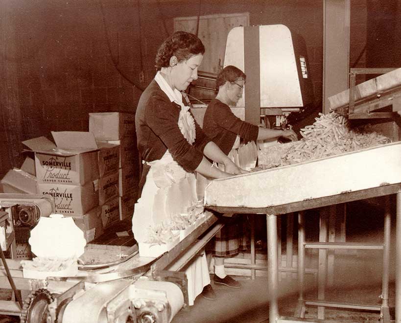 Historical mccain employees production line