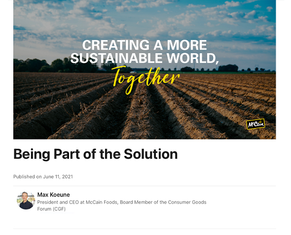 Article image from LinkedIn - Max Koeune 'Creating a Sustainable World Together.