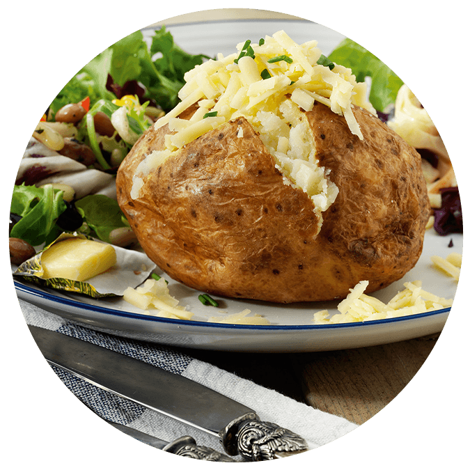 McCain baked potato served with cheese