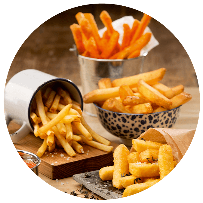 Different types of McCain fry and chips