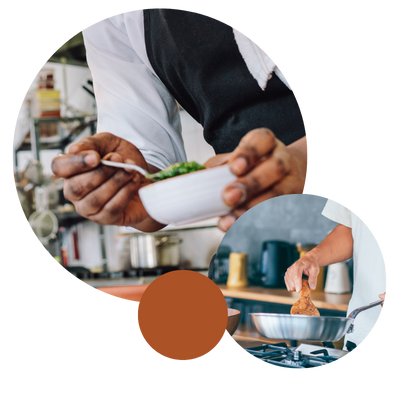 Chefs preparing seasoning and preparing food