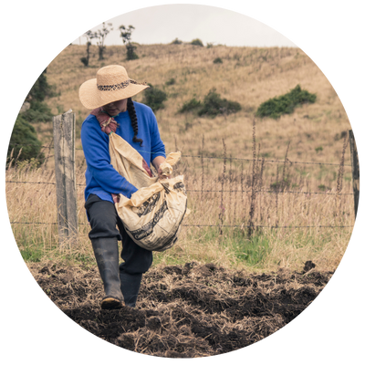 Person farming as part of community work